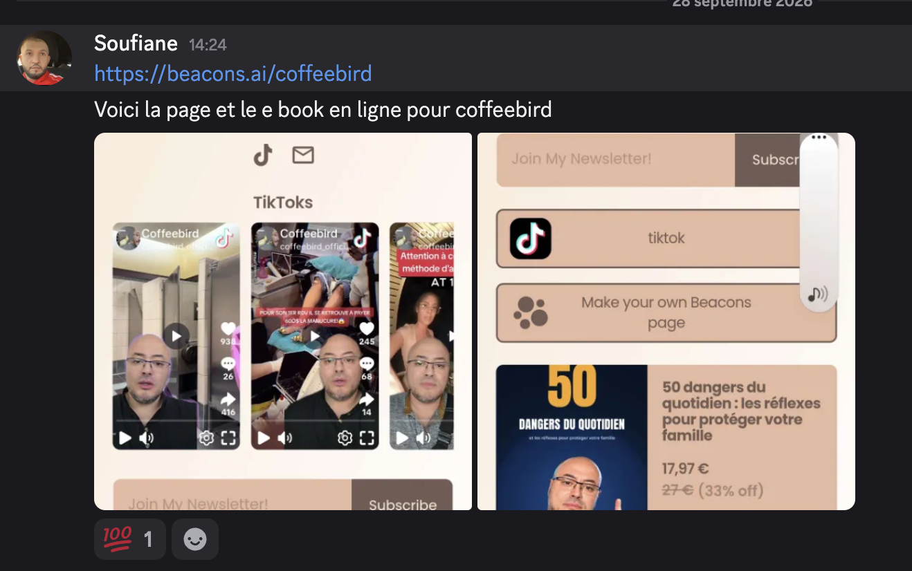 Page de vente et ebook de Coffeebird créés pendant l’accompagnement