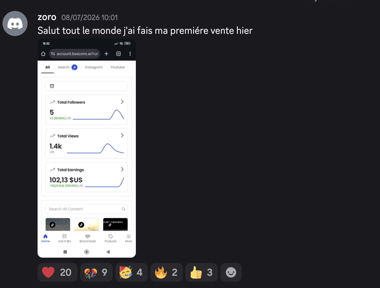 Capture de la première vente de Zoro : 102,13 $