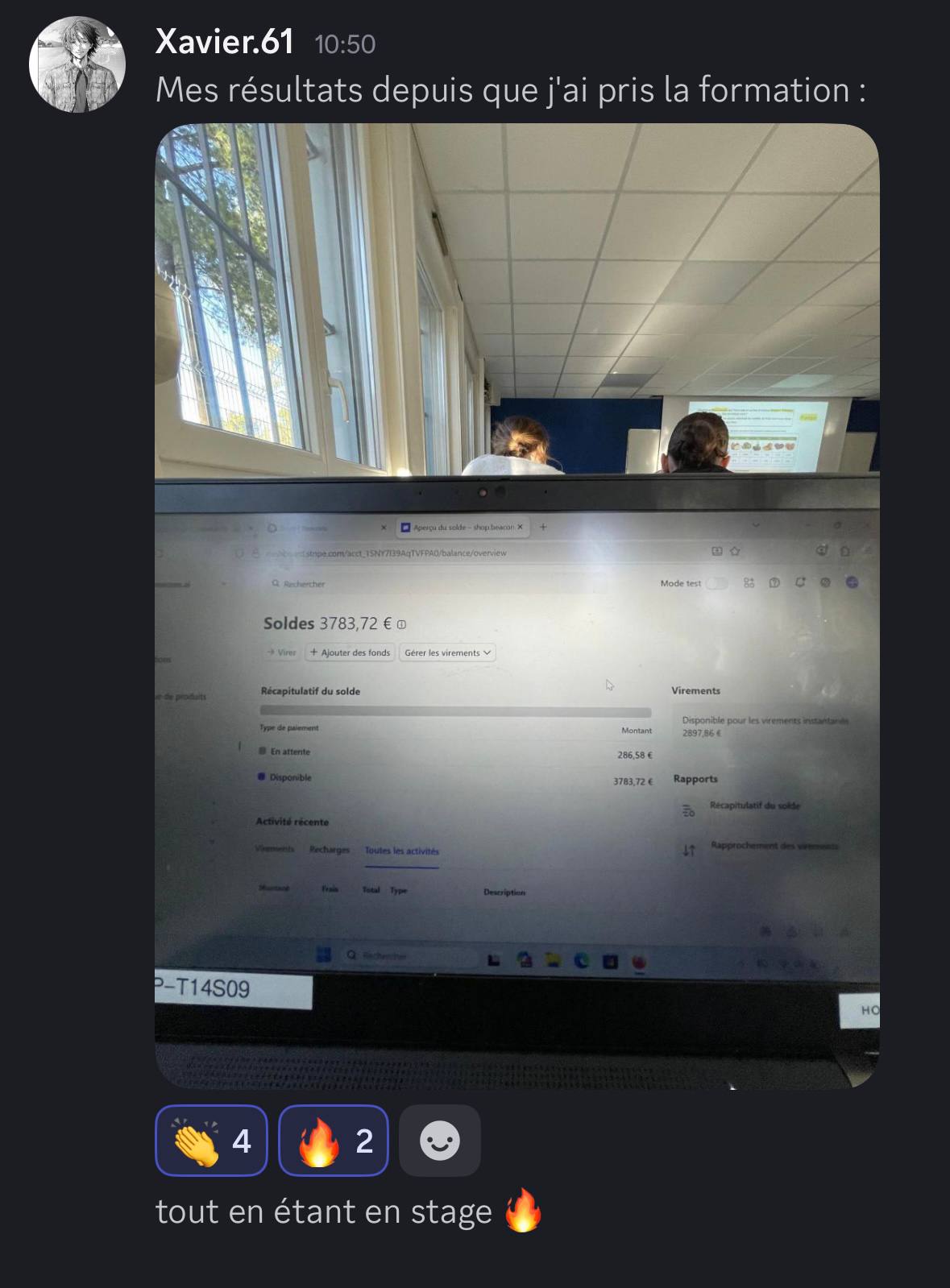 Avis d’un élève : résultats sur Stripe depuis la formation